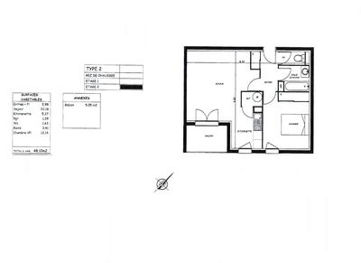 Appartement - 48 m² - 2 pièces