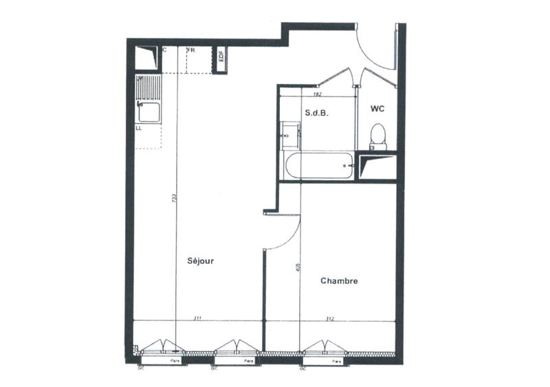 Appartement - 46 m² - 2 pièces