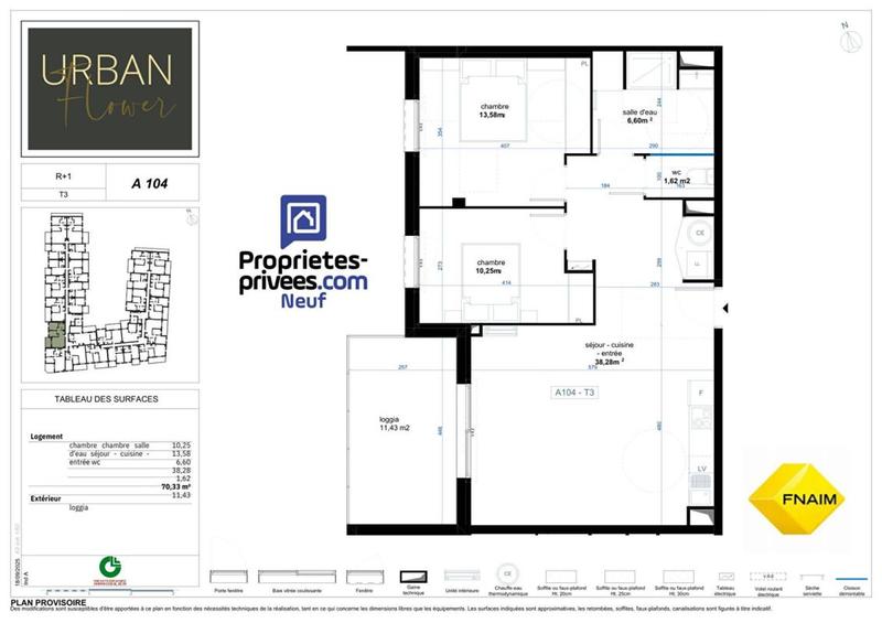 Appartement - 70 m² - 3 pièces