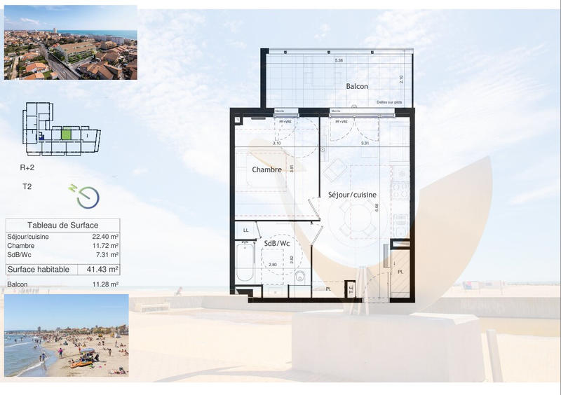 Appartement - 41 m² - 2 pièces