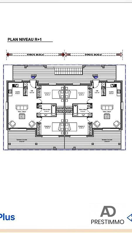 Appartement - 65 m² - 3 pièces