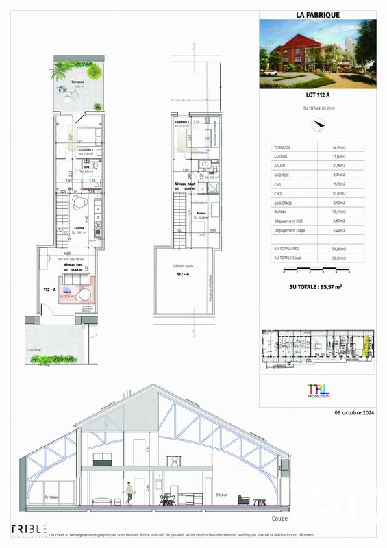 Duplex - 86 m² - 4 pièces