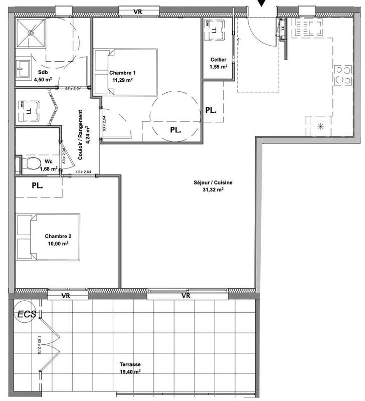 Appartement - 65 m² - 3 pièces