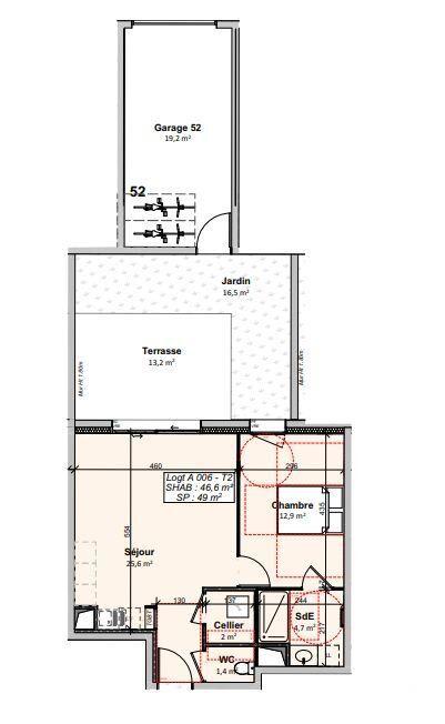 Appartement - 47 m² - 2 pièces