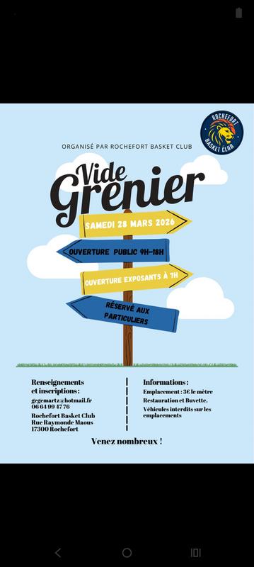 Vide grenier du rochefort basket club