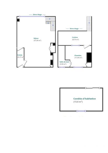 Appartement - 60 m² - 3 pièces