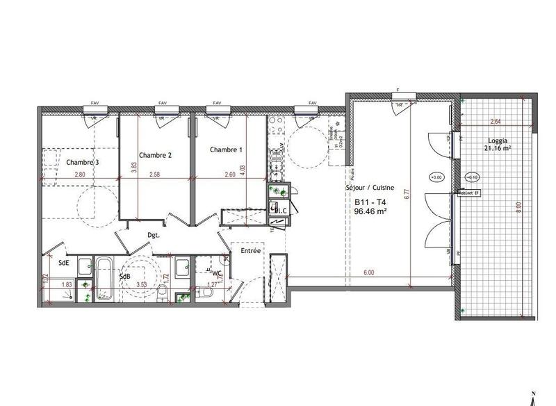 Appartement - 96 m² - 4 pièces
