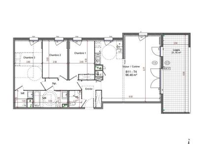 Appartement - 96 m² - 4 pièces