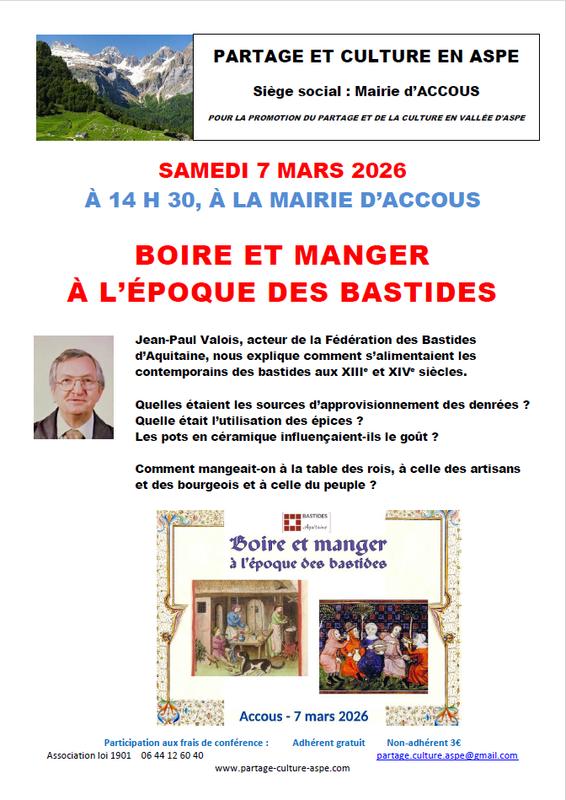 Conférence partage et culture : Boire et manger à l'époque des Bastides
