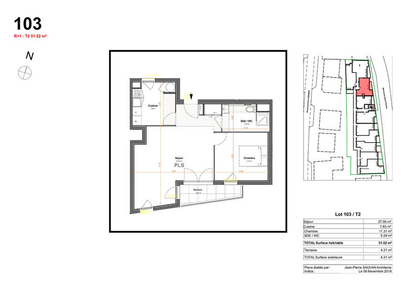 Appartement - 51 m² - 2 pièces