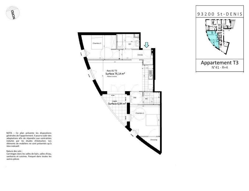 Appartement - 75 m² - 3 pièces