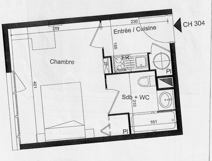 Studio - 21 m² - 1 pièce