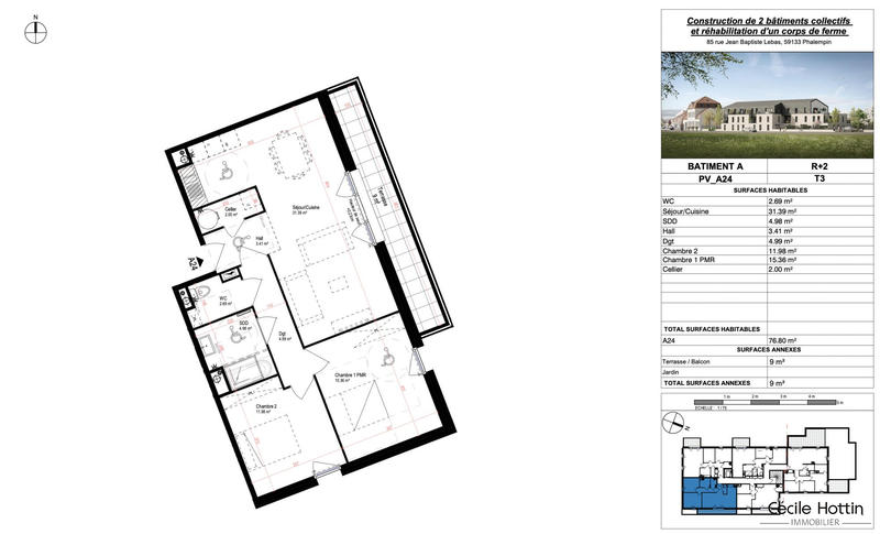 Appartement - 77 m² - 3 pièces