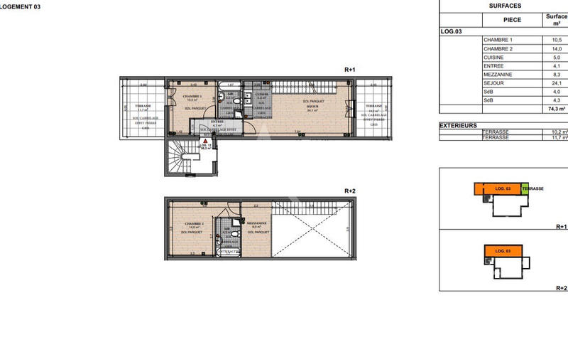 Appartement - 65 m² - 3 pièces