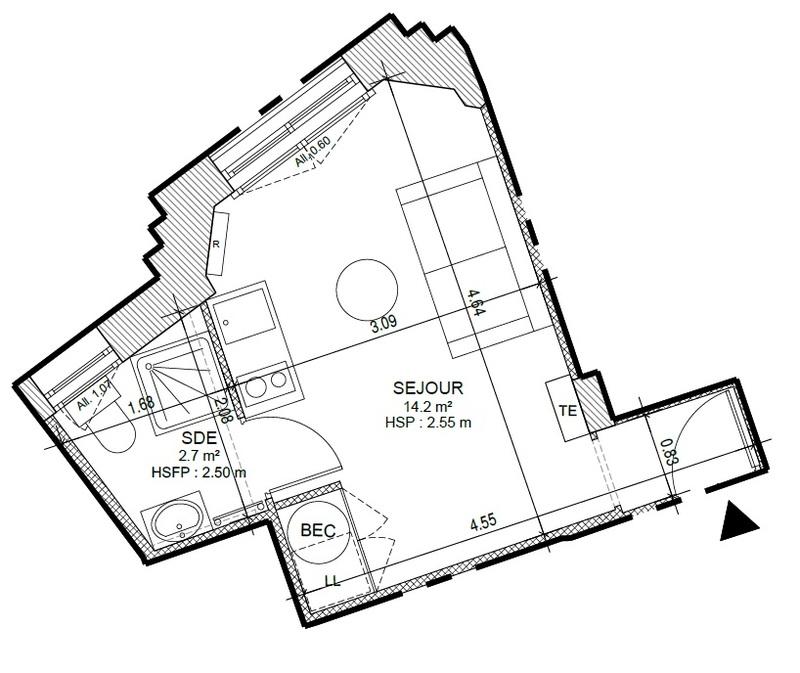 Appartement - 17 m² - 1 pièce