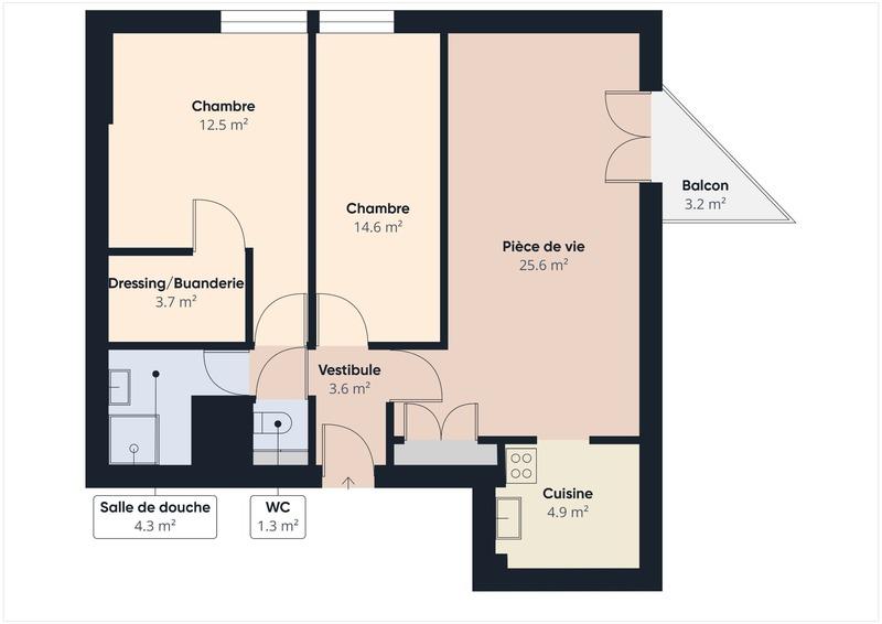 Appartement - 71 m² - 3 pièces