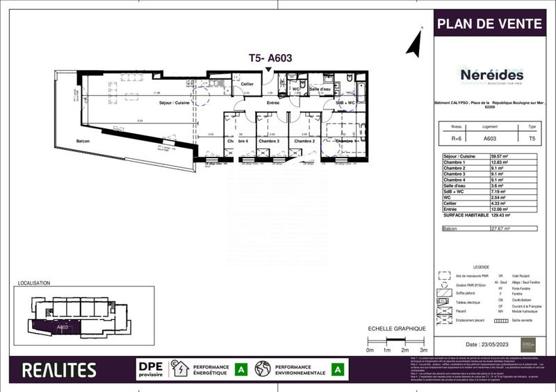 Appartement - 129 m² - 5 pièces