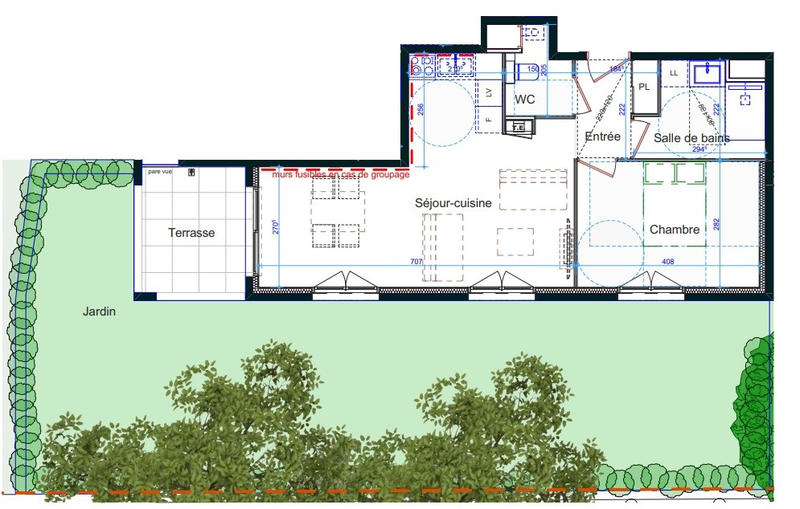 Appartement - 49 m² - 2 pièces