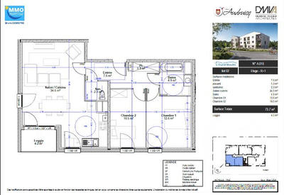 Appartement - 52 m² - 2 pièces