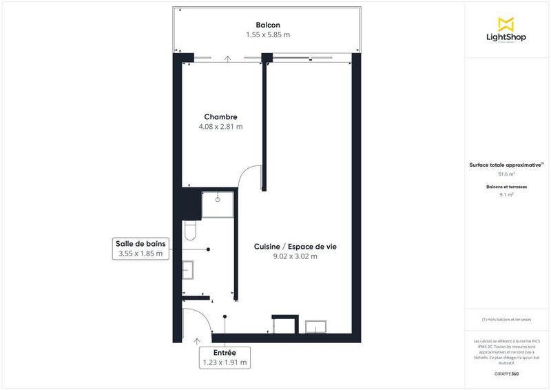Appartement - 51 m² - 2 pièces