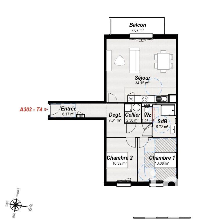 Appartement - 81 m² - 4 pièces