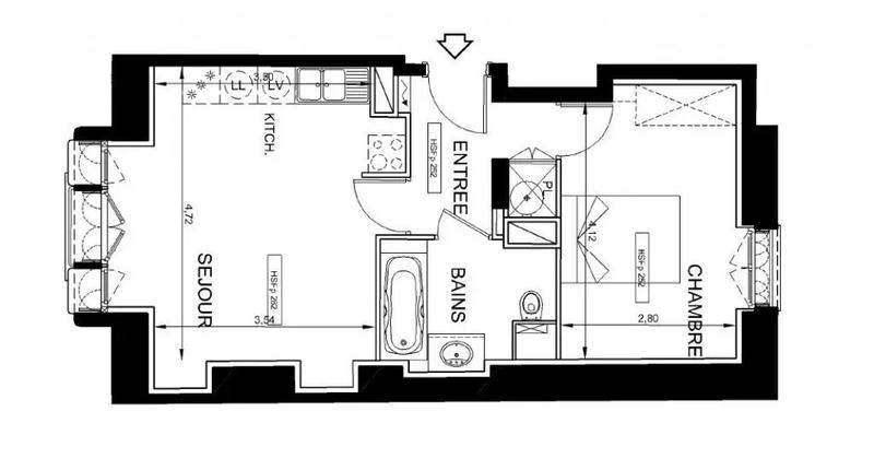 Appartement - 44 m² - 2 pièces