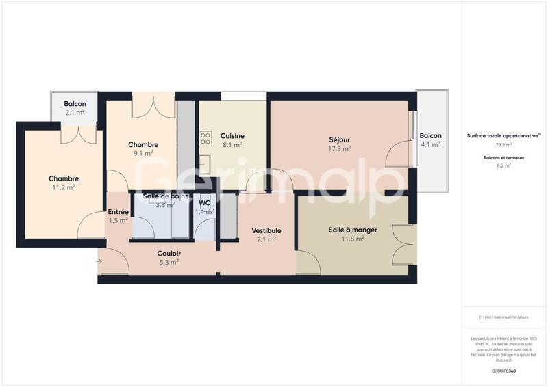 Appartement - 79 m² - 3 pièces