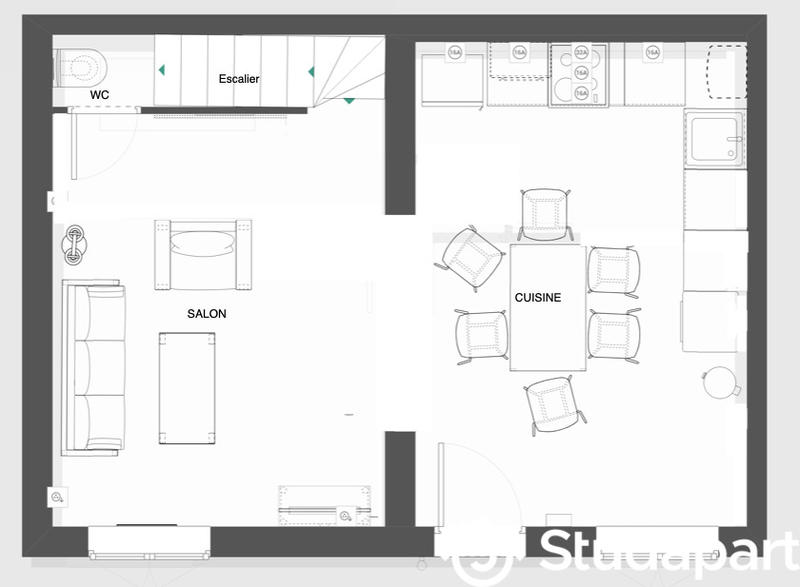 Chambre - 10 m² - 1 pièce