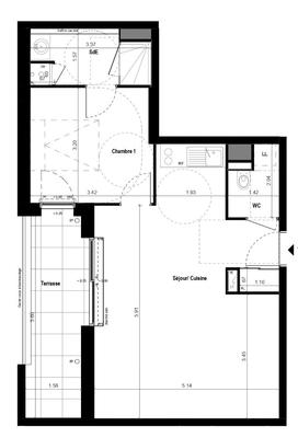 Appartement - 51 m² - 2 pièces