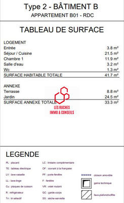 Appartement - 42 m² - 2 pièces