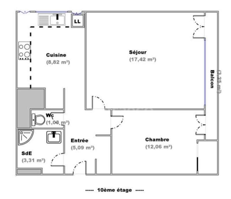 Appartement - 49 m² - 2 pièces