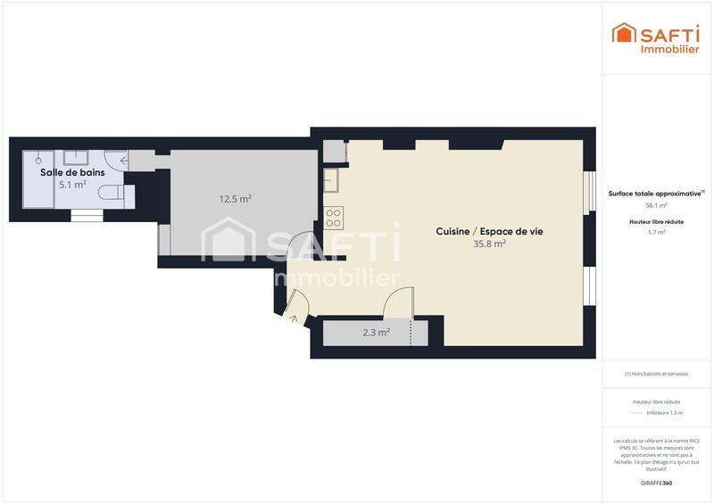 Appartement - 55 m² - 2 pièces