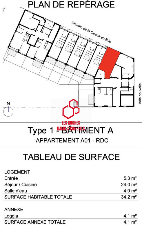 Appartement - 34 m² - 1 pièce