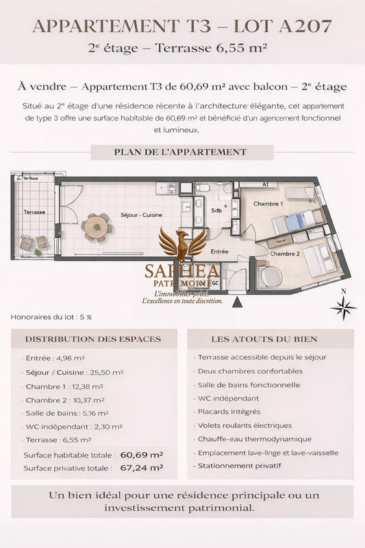 Appartement - 58 m² - 3 pièces