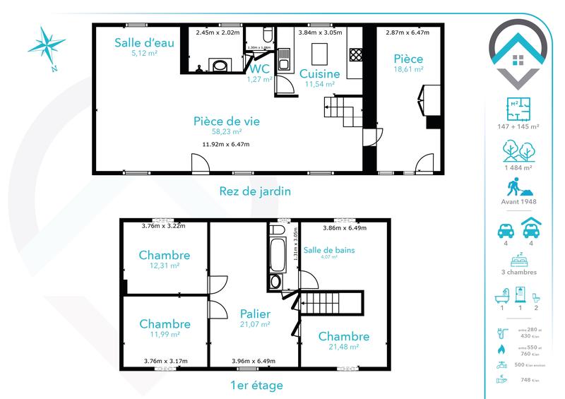 Maison - 145 m² - 6 pièces