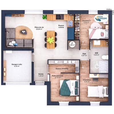 Maison - 68 m² - 5 pièces