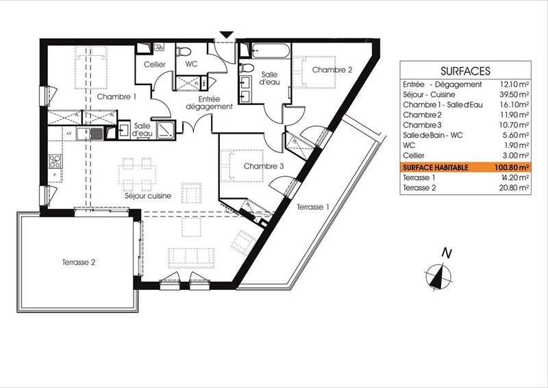 Appartement - 101 m² - 4 pièces