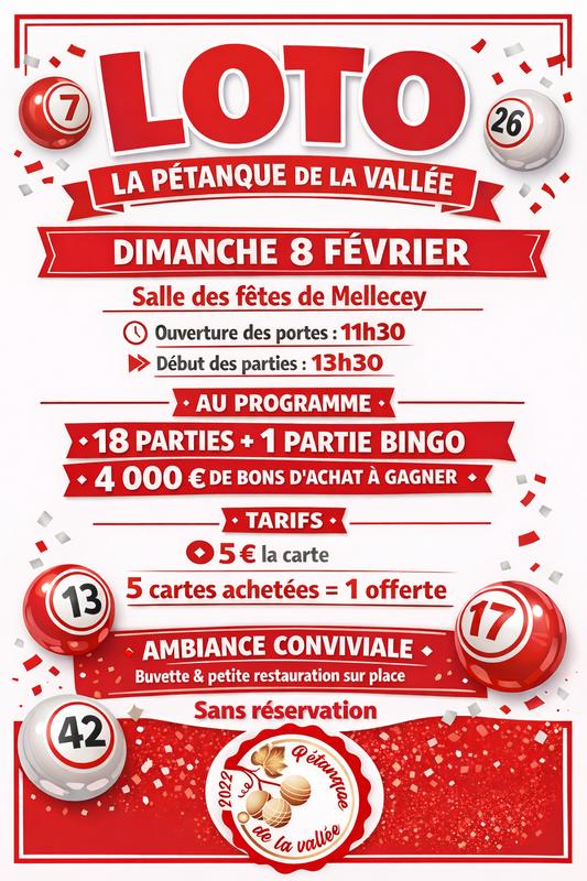 Loto organisé par la pétanque de la vallée