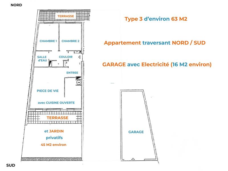 Appartement - 63 m² - 3 pièces