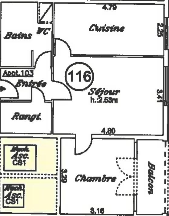 Appartement - 49 m² - 2 pièces