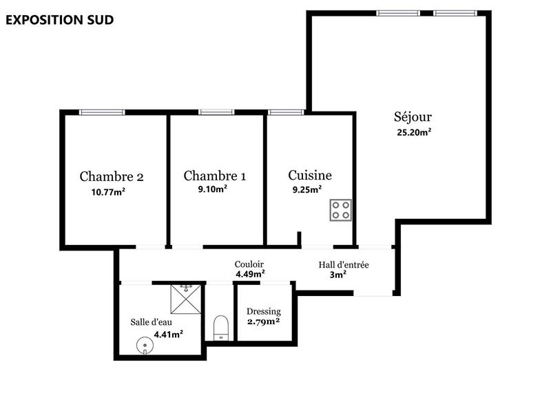 Appartement - 70 m² - 3 pièces