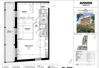 Appartement - 61 m² - 3 pièces