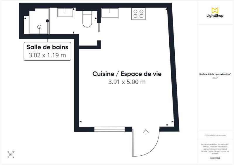 Appartement - 21 m² - 1 pièce