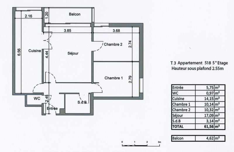 Appartement - 62 m² - 3 pièces