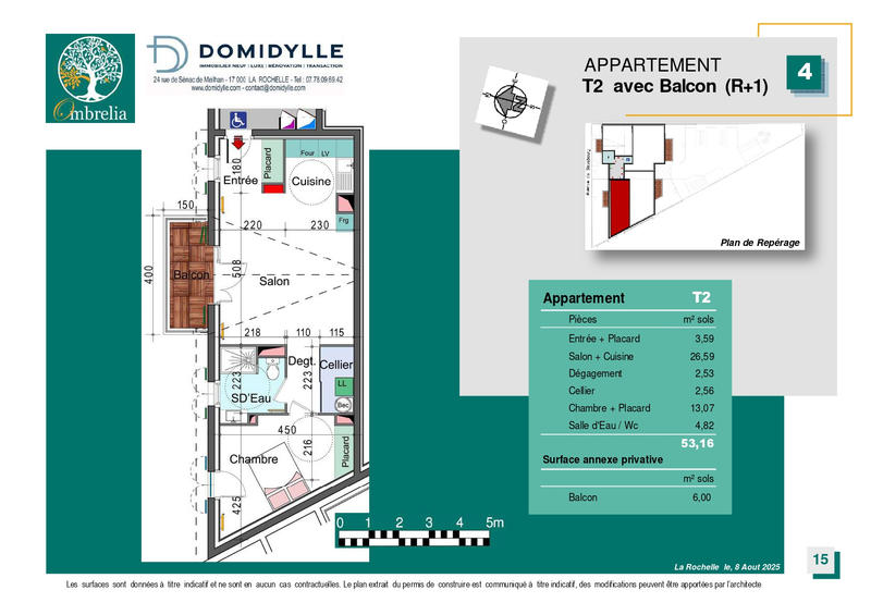 Appartement - 53 m² - 2 pièces