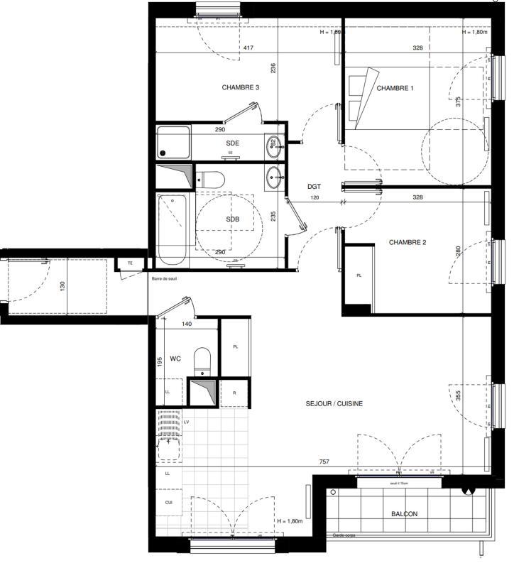 Appartement - 84 m² - 4 pièces