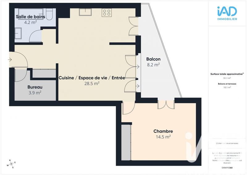 Appartement - 51 m² - 2 pièces