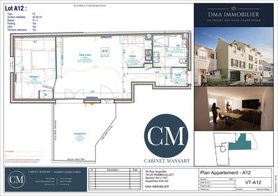 Appartement - 56 m² - 2 pièces