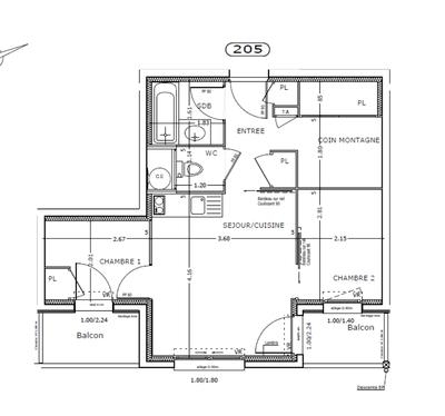 Appartement - 40 m² - 3 pièces