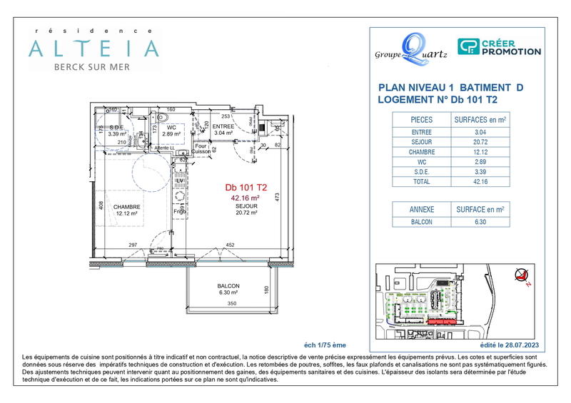 Appartement - 42 m² - 2 pièces